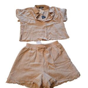 Fashion Nova Kids Tan Shorts Set Size 10/12